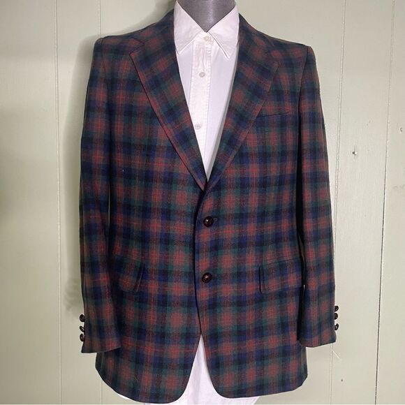 Pendleton Vintage Woolen Mills Virgin Wool Tartan Plaid Check Blazer‎ 38R - Picture 1 of 14